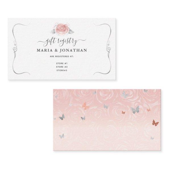 Elegant Light Pink Silver Watercolor Gift Registry Enclosure
