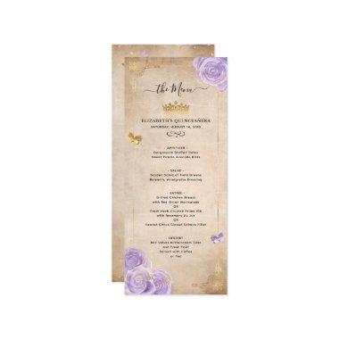 Elegant Light Purple and Gold Roses Menu Program