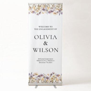 Elegant Light Purple Floral Wedding Welcome Retractable Banner