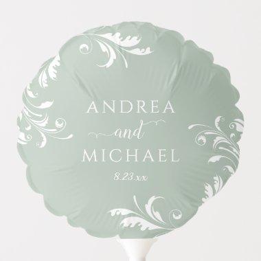 Elegant Light Sage Green Wedding  Balloon