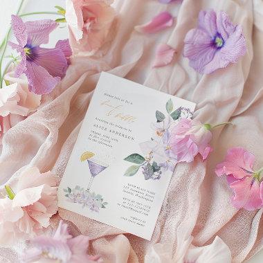 Elegant Lilac Floral Brunch & Bubbly Bridal Shower Invitations