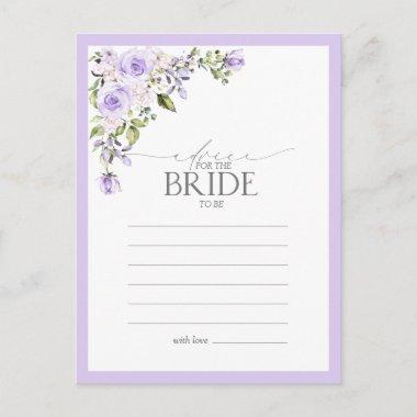 Elegant Lilac Lavender Floral Advice To The Bride PostInvitations