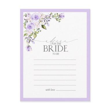 Elegant Lilac Lavender Floral Advice To The Bride PostInvitations