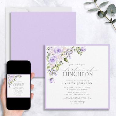 Elegant Lilac Lavender Floral Bridal Luncheon Invitations