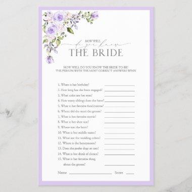 Elegant Lilac Lavender Floral Bridal Shower Game