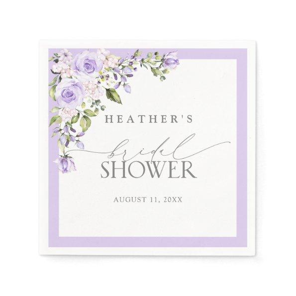 Elegant Lilac Lavender Floral Bridal Shower Napkins