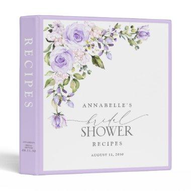 Elegant Lilac Lavender Floral  Recipe 3 Ring Binder
