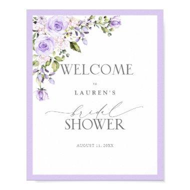 Elegant Lilac Lavender Floral Bridal Welcome Poster