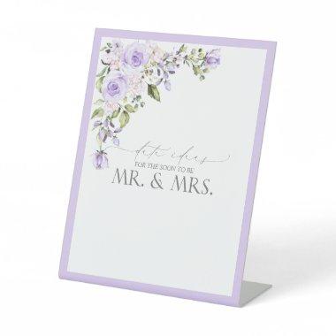 Elegant Lilac Lavender Floral Date Ideas Pedestal Sign