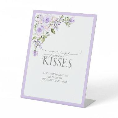 Elegant Lilac Lavender Floral How Many Kisses Pedestal Sign