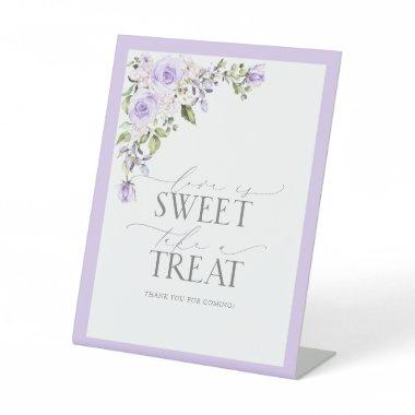 Elegant Lilac Lavender Floral Shower Sweet Treat Pedestal Sign