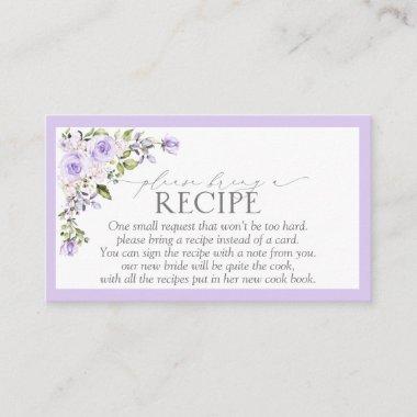 Elegant Lilac Lavender Please Bring A Recipe Enclosure Invitations
