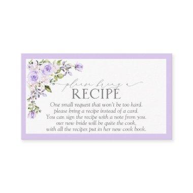 Elegant Lilac Lavender Please Bring A Recipe Enclosure Invitations