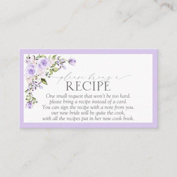 Elegant Lilac Lavender Please Bring A Recipe Enclosure Invitations