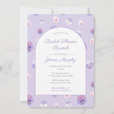 Elegant Lilac Pansies Bridal Shower Brunch Party Invitations