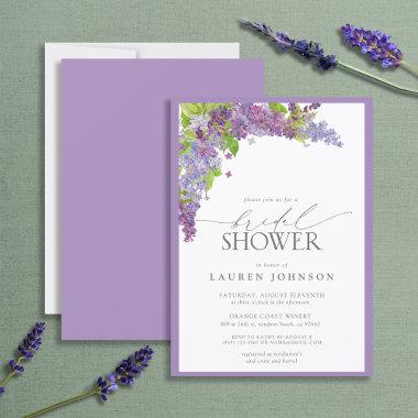 Elegant Lilac Watercolor Floral Bridal Shower Invitations
