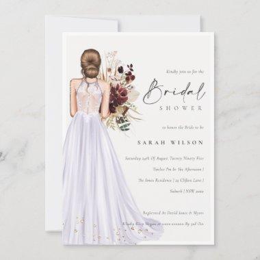 Elegant Lilac Wedding Gown Bridal Shower Invite