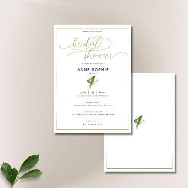 Elegant Lily Valley Gold Calligraphy Bridal Shower Invitations