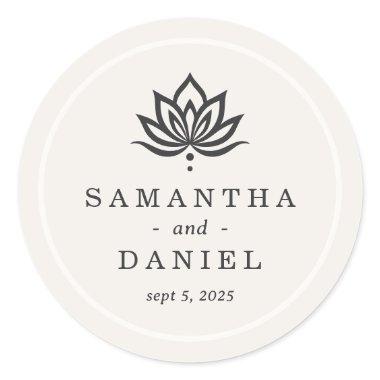 Elegant lotus flower light neutral ivory classic round sticker