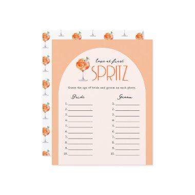 Elegant Love at First Spritz Bridal Shower Game