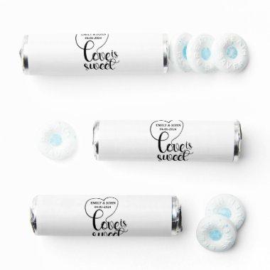 Elegant Love Is Sweet calligraphy Heart Breath Savers® Mints