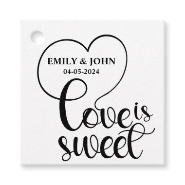 Elegant Love Is Sweet calligraphy Heart Favor Tags