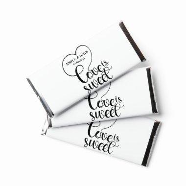 Elegant Love Is Sweet calligraphy Heart Hershey Bar Favors