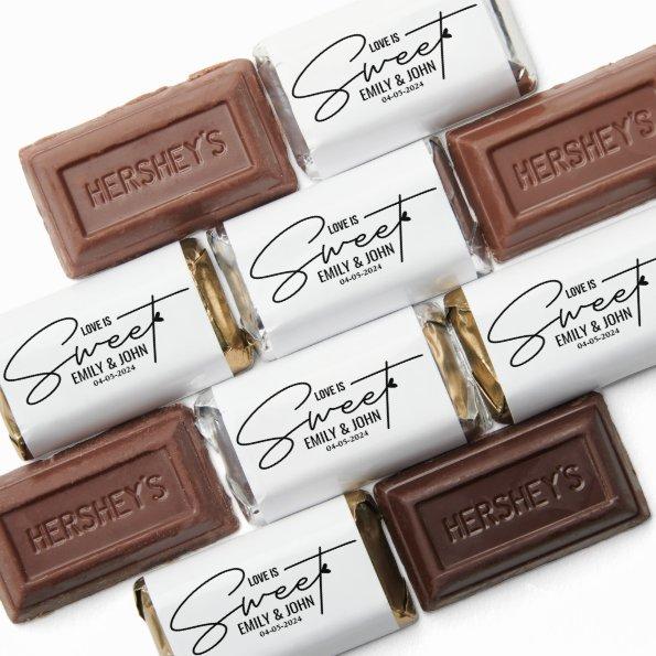 Elegant Love Is Sweet calligraphy Heart Hershey's Miniatures