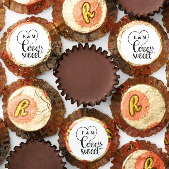 Elegant Love Is Sweet calligraphy Heart Reese's Peanut Butter Cups