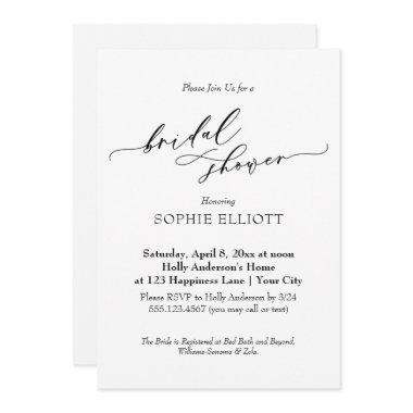 Elegant Luxury Typography Bridal Shower Simple Invitations