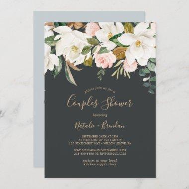 Elegant Magnolia | Black and White Couples Shower Invitations