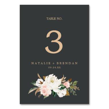 Elegant Magnolia | Black and White Table Number