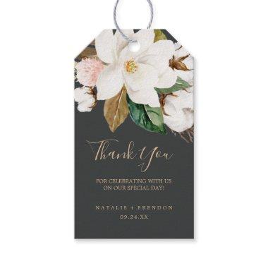 Elegant Magnolia | Black and White Thank You Favor Gift Tags