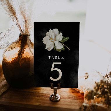 Elegant Magnolia Black and White Wedding Table Number