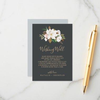 Elegant Magnolia | Black Wedding Wishing Well Invitations