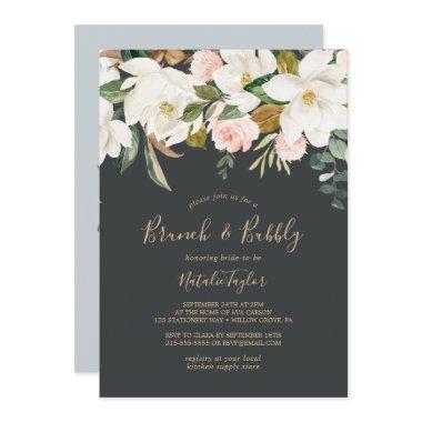 Elegant Magnolia | Black & White Brunch and Bubbly Invitations