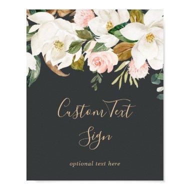 Elegant Magnolia | Black & White Custom Text Sign