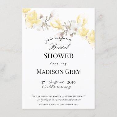 Elegant Magnolia Blossom Bridal Shower Invitations