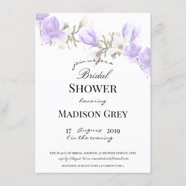 Elegant Magnolia Blossom Bridal Shower Invitations