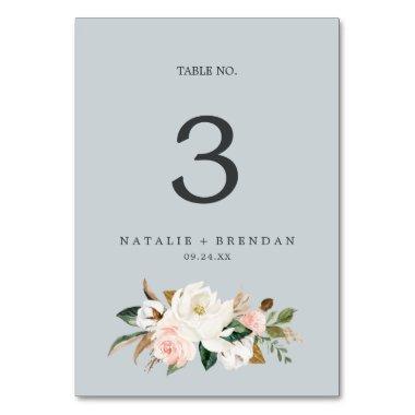 Elegant Magnolia | Blue Gray Table Number