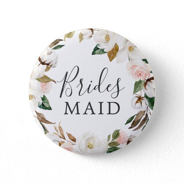 Elegant Magnolia Bridesmaid Bridal Shower Button