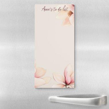 Elegant Magnolia Floral Shopping To-Do List CUSTOM Magnetic Notepad
