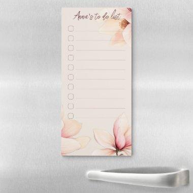 Elegant Magnolia Floral Shopping To-Do List CUSTOM Magnetic Notepad