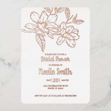 Elegant Magnolia Flowers,  Foil