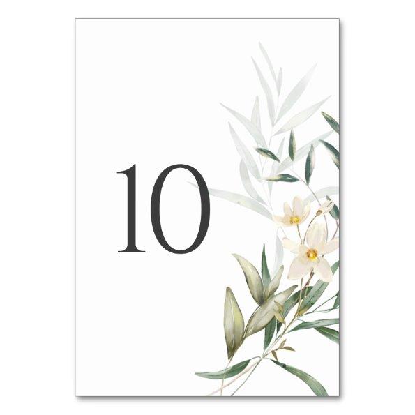 Elegant Magnolia Greenery Wedding Table Number
