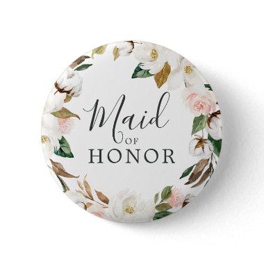 Elegant Magnolia Maid of Honor  Button