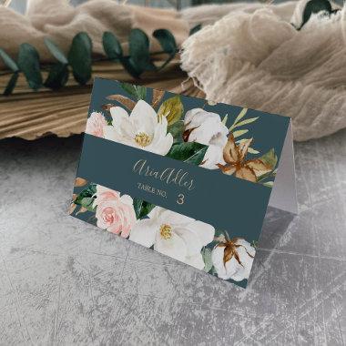 Elegant Magnolia Teal & White Wedding Place Invitations
