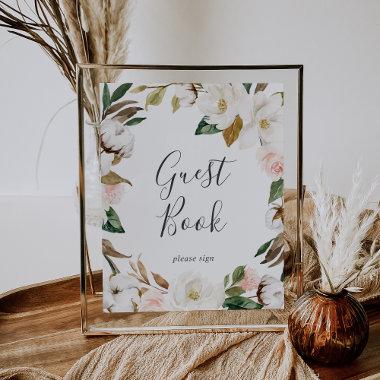 Elegant Magnolia | White and Blush Guest Book Sign
