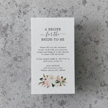 Elegant Magnolia | White and Blush Recipe Request Enclosure Invitations