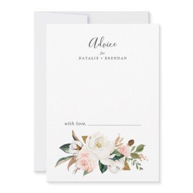 Elegant Magnolia | White and Blush Wedding Advice Card